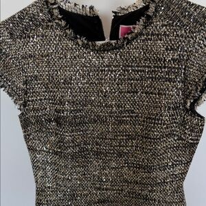 Kate Spade Black and Silver Tweed Midi Dress